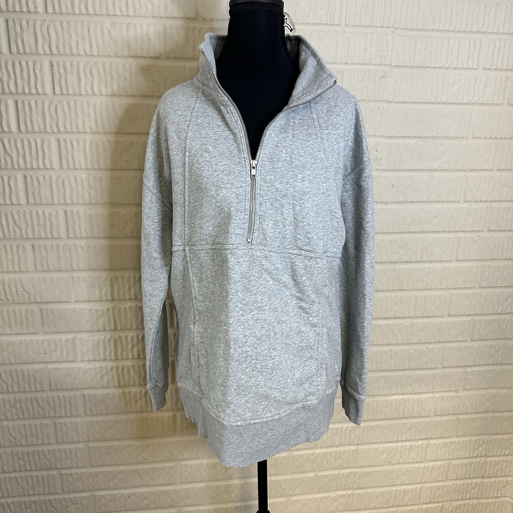 EVEREVE 1/4 Zip Sweatshirt Pullover Heather Gray High‎ Neck Siez S Loungewear